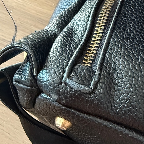 Freshly Picked Black Vegan leather Diaper Backpack with Gold Logo. - Picture 7 of 11